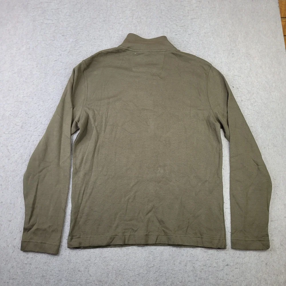 Banana Republic 1/4 Button Sweater Mens M Green Pullover Mock Neck Preppy